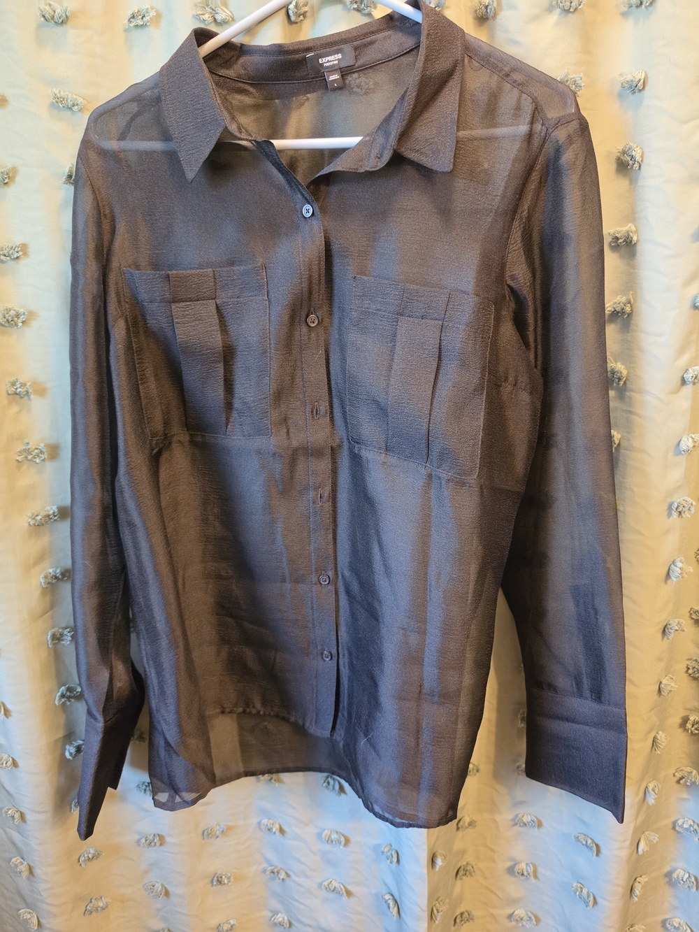 Express Black Semi-Sheer Button-Up Shirt Jacket